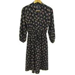 ロペピクニック ワンピース 長袖 花柄 トップス レディース 38サイズ ネイビー系 ROPE PICNIC 【中古】