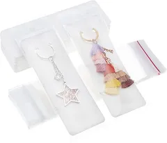 PH PandaHall 台紙 ブレスレット キーホルダー用 100枚 OPP袋付き 展示用 密封袋 15x5.2x0.03cm(白)