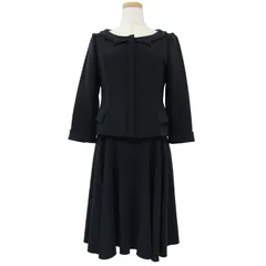 美品 FOXEY NEW YORK フォクシーニューヨーク ジャケット スカート セットアップ スーツ ネイビー 紺 38(M) 七分袖 ボートネック ひざ丈 フォーマル 入学式 卒業式【レディース】のサムネイル