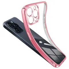 iPhone 15Plus ケース カバー コンパクト スリム メッキ カラー スマホ 衝撃吸収 透明 クリア シリコン ソフトケース TPU ピンク