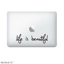 【全機種対応】 MacBookステッカー スキンシール ライフイズビューティフル