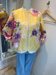 1点物　着物リメイク　ジャンパー　スカジャン　黄色