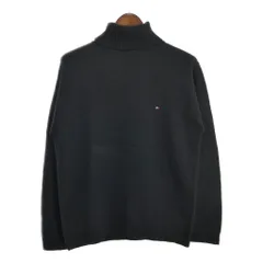 TOMMY HILFIGER トミーヒルフィガー タートルネック ウール ニット セーター ブラック(メンズ XL)中古 古着 U3113
