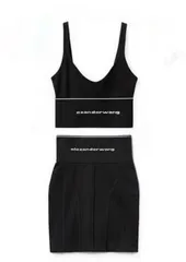 新品Alexanderwang logo ミニスカート X ストレッチブラ黒色M - メルカリ