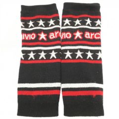 Archivio Knit Leg Warmers, Black x Red Star Pattern, Wool Blend, Women's Golf Wear