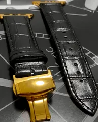 ブラック　ゴールド　アップルウォッチDカスタムベルト Apple Watchレザーバンド バンド 38mm 40mm 41mm 42mm 44mm 45mm 49mm ウルトラ SE SE2 3