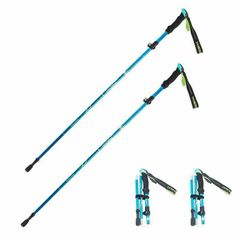 新品　登山　ウォーキング　軽量　トレッキングポール　ステッキ　杖　2本セット水色