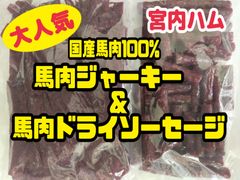 ★超入手困難★宮内ハム・100%国産の馬肉ジャーキー・ドライソーセージ ２袋セット