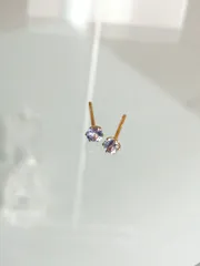 天然タンザナイトピアス[HTIQ0]ラウンドシェイプ3mm　18金　12月誕生石 天然タンザナイトピアス[HTIQ]ラウンドシェイプ3mm 18金 12月