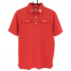 ★値下げ★フットジョイ 半袖ポロシャツ レッド ロゴ刺しゅう メンズ L ゴルフウェア FootJoy