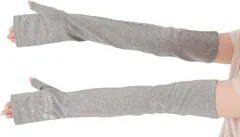 Sleeping Sheep(スリーピング シープ) 可愛い 花刺繍 ロング UV手袋 アームカバー 接触冷感 レディース 日焼け防止 UVカット 指先 が 出る UVケア グローブ 日よけ(グレー（ガーベラ刺繍）,  レディース標準サイズ)