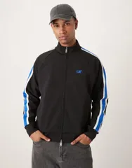 【送料無料】 カルバンクライン メンズ ジャケット・ブルゾン アウター Calvin Klein Jeans stripe track jacket in black and blue Black