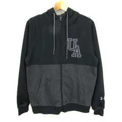 アンダーアーマー パーカー トップス ジップアップ スウェット スポーツウエア メンズ SMサイズ 黒×グレー UNDER ARMOUR 【中古】