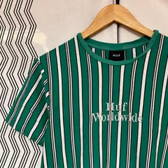古着　Mサイズ　HUF　Tシャツ　グリーン　ストライプ