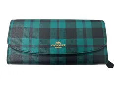 【管理番号P】　COACH コーチ　長財布　チェック柄　グリーン　F54370