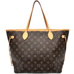 ルイヴィトン トートバッグ レディース モノグラム ネヴァーフルMM ハンドバッグ 肩掛け かばん 鞄 LOUIS VUITTON M40156 ブラウン 茶 ゴールド金具 美品【中古品】