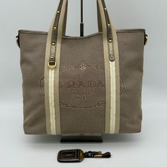 PRADA ジャガード キャンバス トートバッグ - メルカリ
