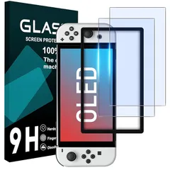 対応 Switch 有機 EL フイルム ブルーライトカット ガイド枠付き【2枚セット 国産旭硝子製 】Switch oled ガラスフィルム ブルーライト Switch 有機ELモデル 保護フィルム ガラス さらさら 強化ガラス 目に優しい 高硬度9H 