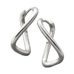 【シルバー×ピアス】[Cream dot. クリームドット公式] ピアス レディース キャッチレス 中折れ 開閉式 ワンタッチ フープ クロスライン 変形 メタル 艶 ひねり シンプル 大人 上品