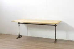 ★事前問合せ必須★ テーブル フランスアンティーク 鋳造 エレガント アイアンレッグ 2人掛け 4人掛け 作業台 ワークデスク リペア+発送まで3週間前後 R-080394