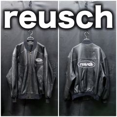 reusch ロゴ刺繍 レザーブルゾン XXL ロイシュ ロイッシュ コマーシャル 企業物 スタジャン ジャケット ボンバージャケット 80s/90s/00s y2k ビンテージ