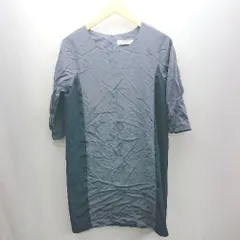 ◇ Θ nano universe ナノユニバース 長袖 膝丈 ワンピース サイズF ネイビー レディース E  【1502060026895】