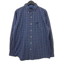 GM733 CHAPS チャップス EASY CARE 長袖 ボタンダウン シャツ トップス 羽織り コットン60% ポリエステル40% ネイビー系 チェック柄 総柄 メンズ M