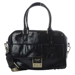 アニヤハインドマーチ ANYA HINDMARCH カーカー ハンドバッグ ショルダーバッグ 2way 斜め掛け エナメルレザー ブラック /YO11のサムネイル