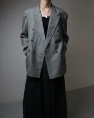 EURO vintage Switzerland made double breasted easy tailored jacket glen check グレンチェック柄  バージンウール ダブルブレスト テーラードジャケット グレー スイス製