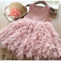 ラッフルスカートワンピース 子供ドレス キッズ女の子 ノースリーブ ワンピース フリルワンピース 女の子 かわいい ワンピ Aライン 女の子ワンピース