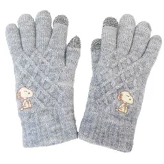 スヌーピー 手袋 ワンポイント刺繍スマホ対応ケーブル手袋 みつめる ピーナッツ スモールプラネット 防寒用品 あったかグッズ キャラクター グッズ 