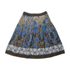 HIROKO BIS ヒロコ ビス ヒロココシノ 総柄 フレア スカート サイズ 11 /レディース/ブラウン×ベージュ×ブルー