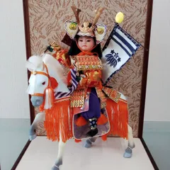 50年前の武者人形》（光陽作、馬乗大将）レア物、美品、ケ―ス無し1436