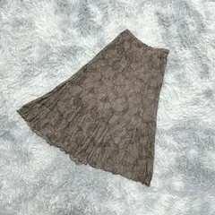 【良品】全日本婦人子供服工業組合連合会 ミモレ丈スカート【W64】大人カワイイ フェミニン  総柄  茶系  ブラウン  【送料無料】のサムネイル