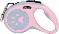 Queen-b 犬 リード 伸縮 巻取り式 自動 ワンタッチ 操作簡単 握りやすい 5m 調整可能 ロック機能付き 軽量 伸びる お散歩 牽引 ペット用品 犬用 小型犬 中型犬(ピンク)