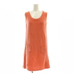 ナチュラルビューティーベーシック NATURAL BEAUTY BASIC ニットワンピース ひざ丈 ノースリーブ M オレンジ /AT ■OS ■GY39 ■AX