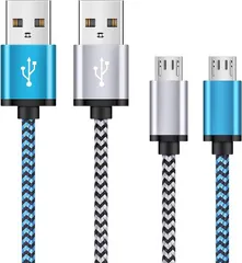 マイクロ USB ケーブル USB microb 2.4A アンドロイド急速充電ケーブル【1.8M*2本/QC3.0対応】FodLop Android充電コード PS4充電ケーブル USB-A to Micro-b ケーブル 高耐久ナイロン