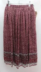 ◇ Samansa Mos2 小花柄　総柄　フレア ロング 裾　ライン　プリント　スカート フリーサイズ ボルドー レディース E 【1301260040317】
