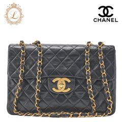 CHANEL シャネル   チェーンショルダーバッグ 　デカマトラッセ　34cm 　ラムスキン   黒 （ゴールド金具） レディース バッグ レディース【中古】【送料無料】