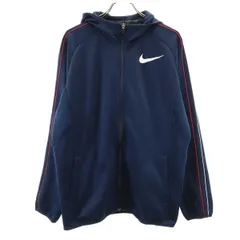 NIKE ナイキ トレーニング 長袖 ジップパーカー M ネイビー ジャージ DRI-FIT メンズ 古着