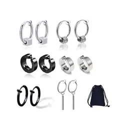 YFFSFDC フェイクピアス メンズ ノンホールピアス イヤリング イヤーカフ レディース フープピアス リング 金属アレルギー対応 ファッション アクセサリー 6ペア12個セット 収納ポーチ付き