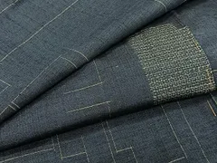 平和屋着物▽結城紬　単衣　80亀甲　幾何学文　正絹　逸品　CAAW1333xi