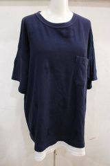 C28▲Champion THE SHOP TK チャンピオン ロゴ柄 ドロップTシャツ Lサイズ ネイビー メンズ ファッション 古着 USED▲