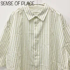 【SENSE OF PLACE】ストライプエクストラルーズシャツ　ライトグリーン　L　五分袖