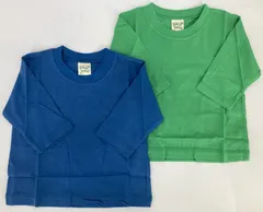 キッズ　七分袖Tシャツ　二枚セット　ブルー＆グリーン 80