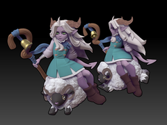 Twin Goddess | Syfja, Tiefling Shepard 32mm | ティーフリング 羊飼い 3Dプリントミニチュア TRPG