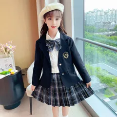 ☆ ネイビー ☆ 130cm ☆ 女の子 フォーマル スーツ 4点セット pkyyh226 子供服  スーツ 女の子 卒服 スカート 子ども服 ジャケット 4点 セット 小学生 入学式 卒業式 ジュニア 女子 120 130 140 150 160