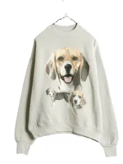 【お得なクーポン配布中!】 90s USA製 ドッグ アート イラスト プリント スウェット メンズ レディース L / 90年代 オールド アニマル トレーナー 裏起毛 キャラクター