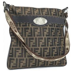 FENDI ショルダーバッグ セレリア ズッカ キャンバス レザー ブラウン 8BT109