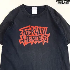 FUCK YOU HEROES USA製 アメリカ製 ショートスリーブTシャツ ロックT バンドT ロゴプリント Mサイズ フェードブラック スミクロ 黒系 ファックユーヒーローズのサムネイル